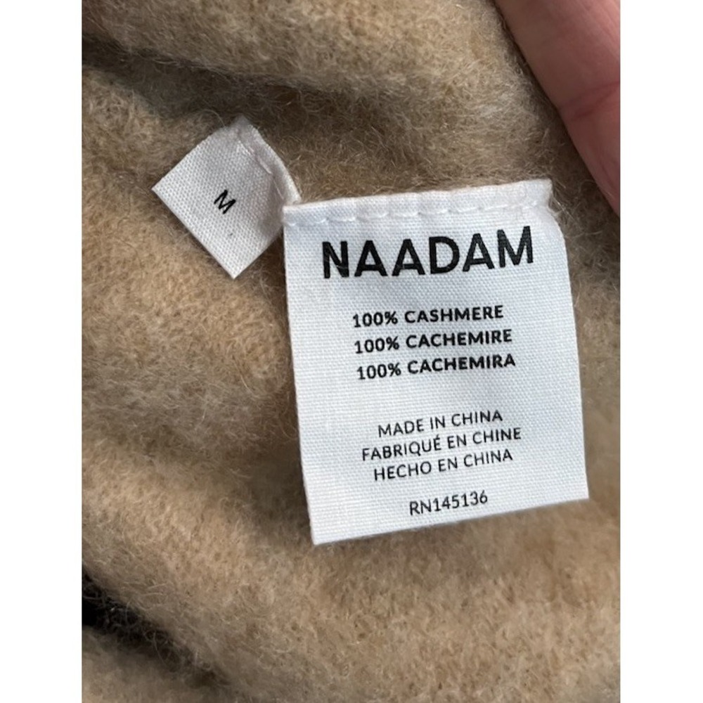 Naadam Beige 100% Cashmere Long Sleeve Women's Cropped Sweater Size Medium - Picture 3 of 4